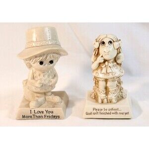 Vintage Russ Berries Resin Figures Set Love You More 1970 Please Be Patient 1976